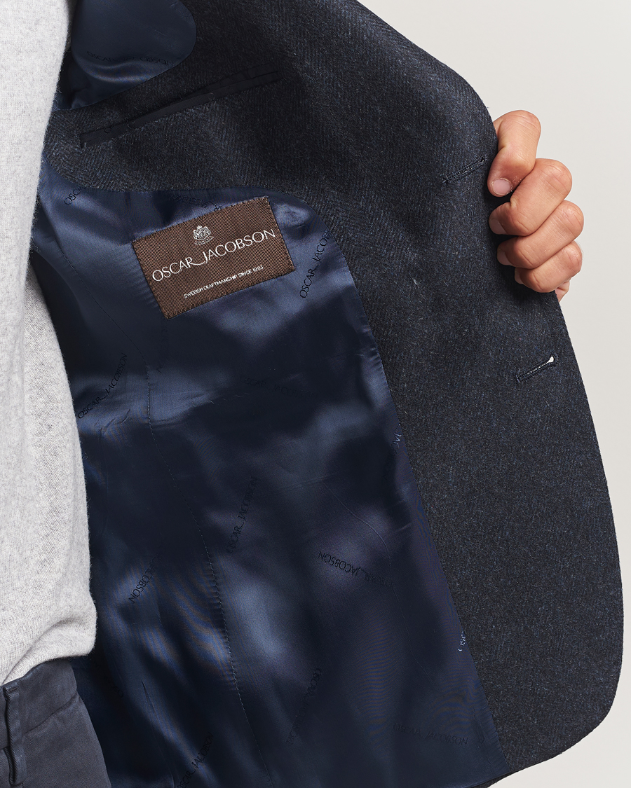 Homme | Blazers | Oscar Jacobson | Fogerty Herringbone Tweed Blazer Navy