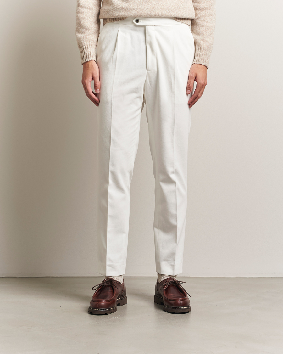 Homme | Pantalons | Oscar Jacobson | Delon Brushed Cotton Trousers White