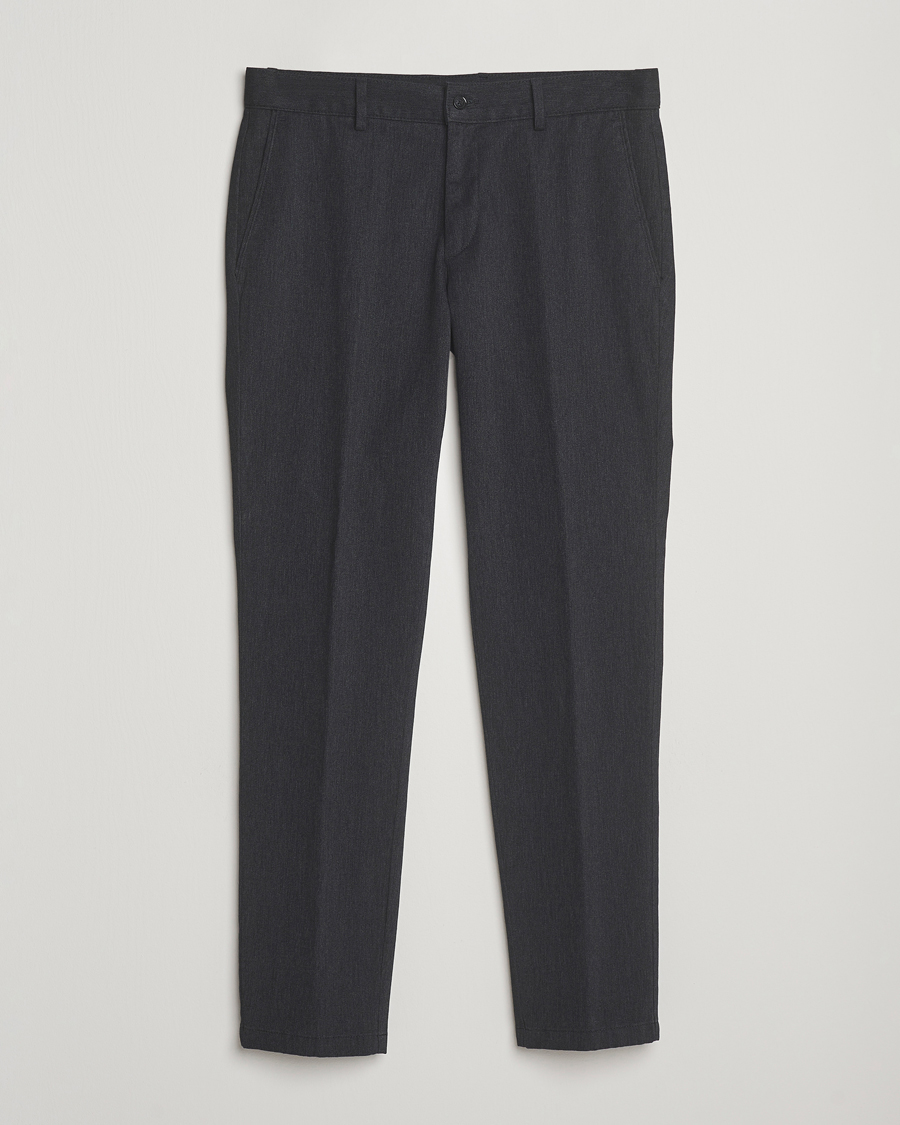 Heren | Broeken | Oscar Jacobson | Denz Brushed Melange Trousers Charcoal