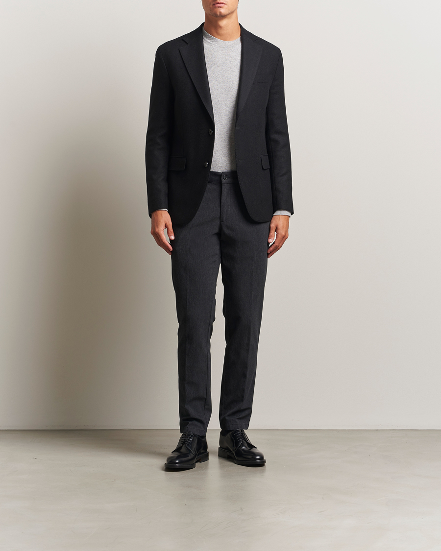 Heren | Broeken | Oscar Jacobson | Denz Brushed Melange Trousers Charcoal