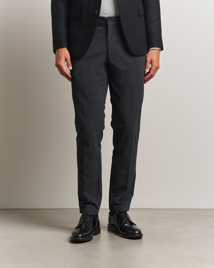 Heren | Broeken | Oscar Jacobson | Denz Brushed Melange Trousers Charcoal