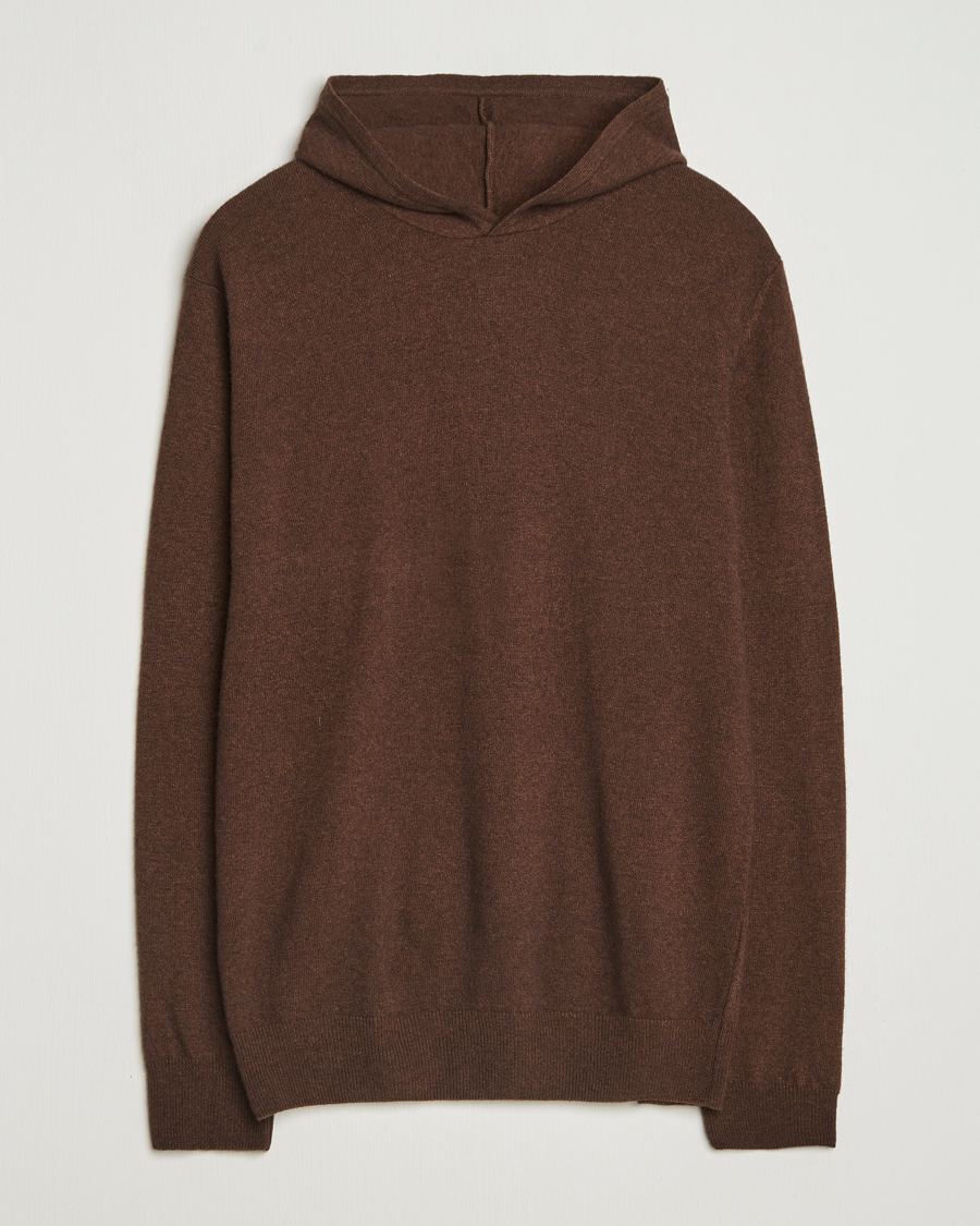 Heren | Truien | Oscar Jacobson | Pascal Wool/Cashmere Hoodie Brown