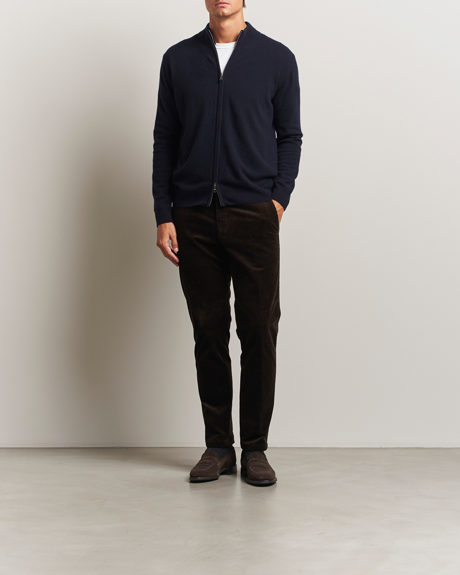 Heren | Truien | Oscar Jacobson | Seb Wool/Cashmere Full Zip Navy