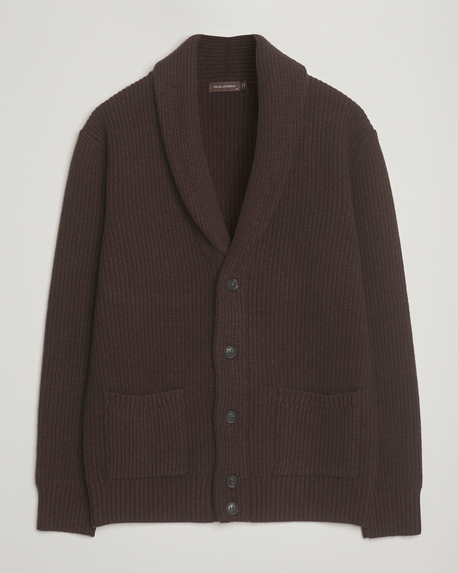 Homme | Pulls Et Tricots | Oscar Jacobson | Roland Wool Cardigan Dark Brown