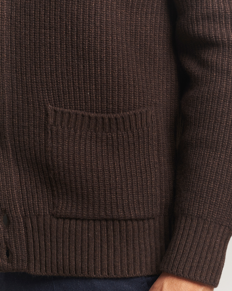 Homme | Pulls Et Tricots | Oscar Jacobson | Roland Wool Cardigan Dark Brown
