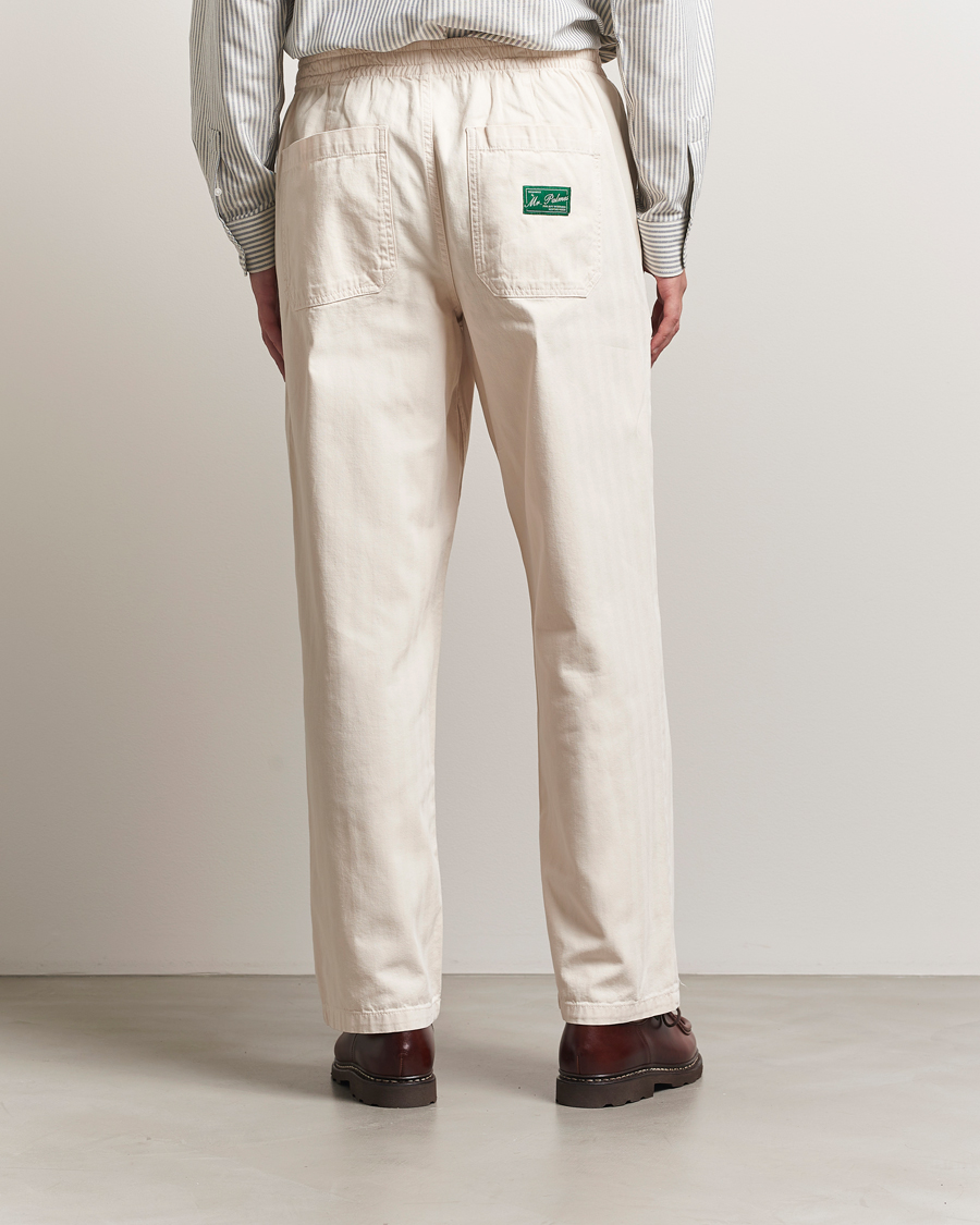 Heren | Broeken | Palmes | Lucien Herringbone Cotton Trousers White Sand