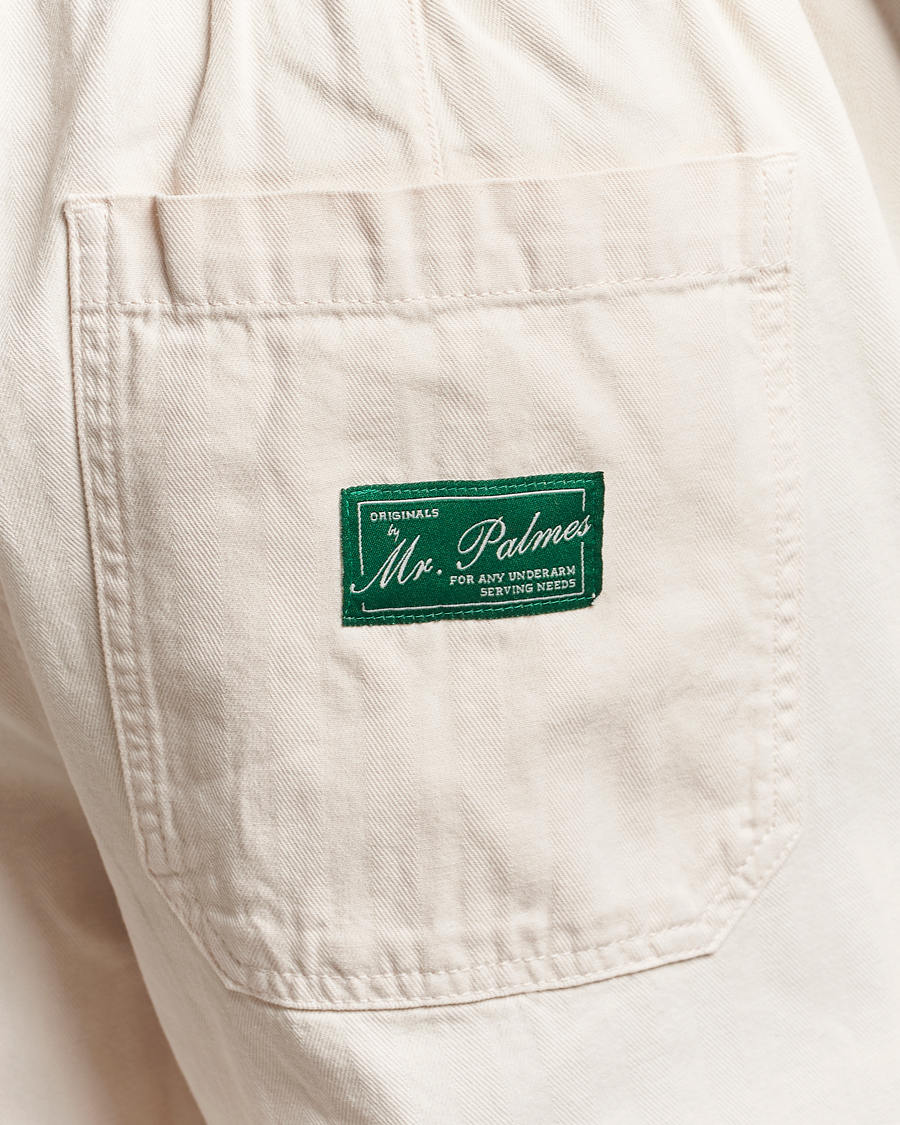 Heren | Broeken | Palmes | Lucien Herringbone Cotton Trousers White Sand