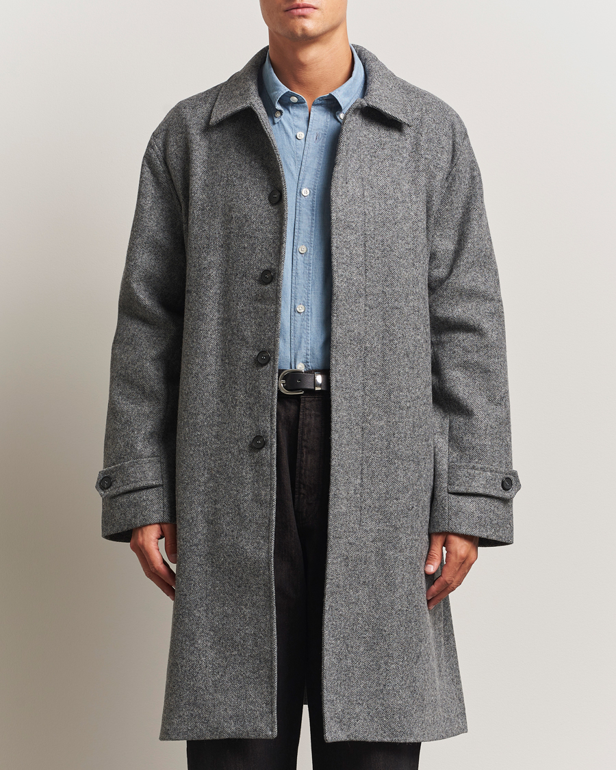 Heren | Jassen | Palmes | Herringbone Wool Coat Charcoal