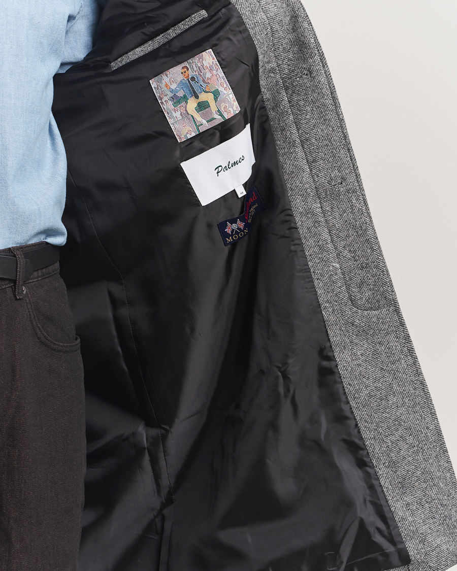 Heren | Jassen | Palmes | Herringbone Wool Coat Charcoal