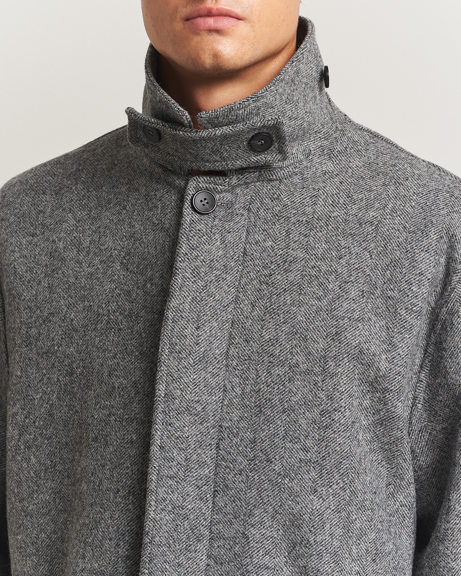 Homme | Manteaux Et Vestes | Palmes | Herringbone Wool Coat Charcoal