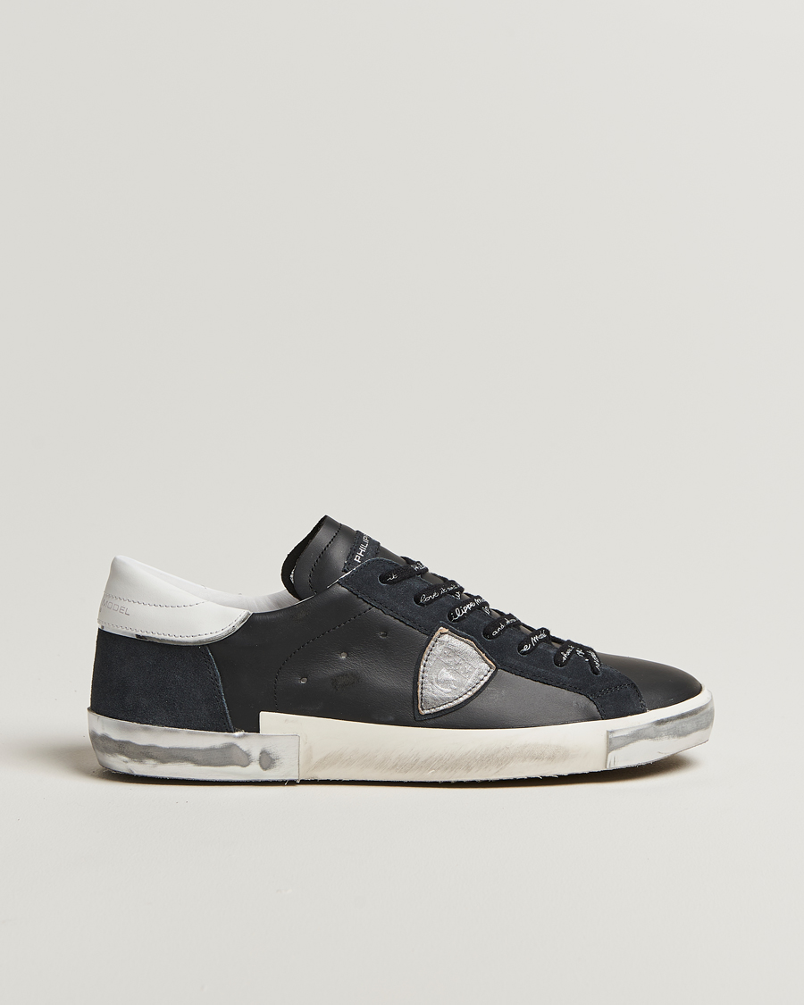 Homme | Baskets | Philippe Model | Prsx Low Top Leather Sneakers Black/Silver