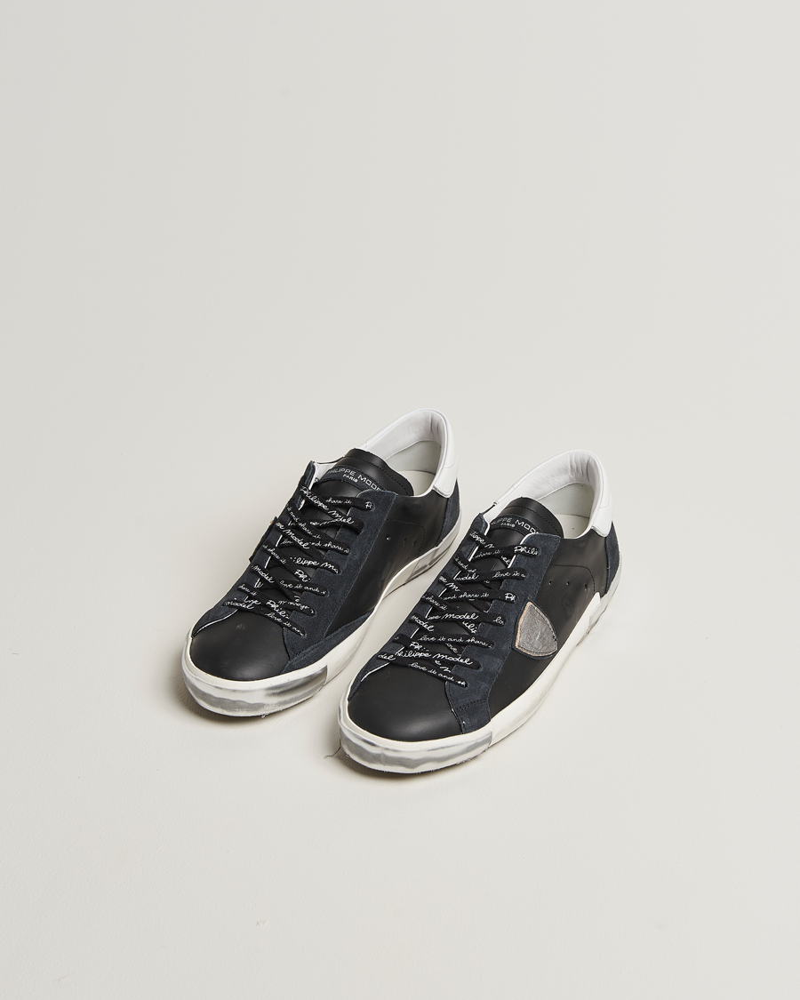 Homme | Baskets | Philippe Model | Prsx Low Top Leather Sneakers Black/Silver