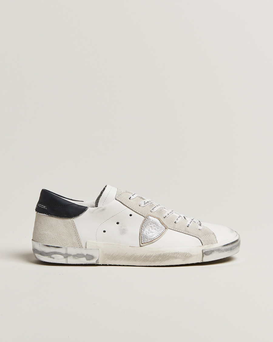 Homme | Baskets | Philippe Model | Prsx Low Top Leather Sneakers White/Silver
