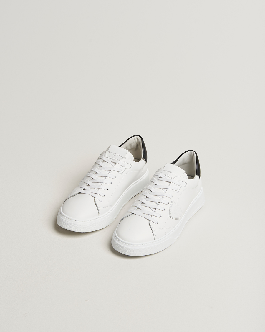 Homme | Baskets | Philippe Model | Temple Low Top Leather Sneakers White/Black