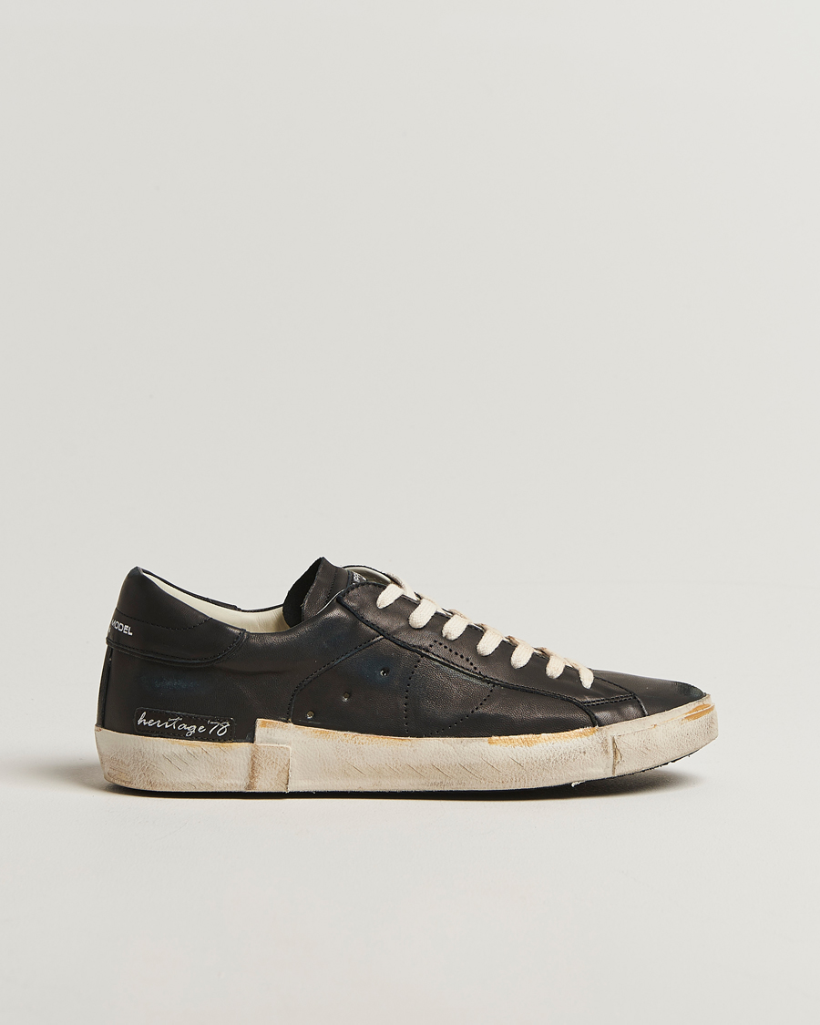 Homme | Baskets | Philippe Model | Prsx Low Top Vintage Leather Sneakers Black