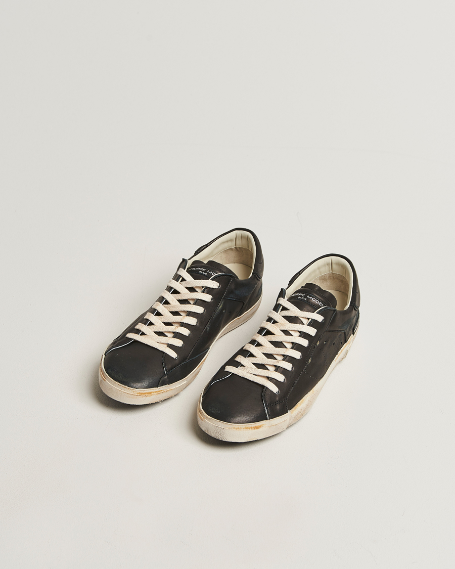 Homme | Baskets | Philippe Model | Prsx Low Top Vintage Leather Sneakers Black