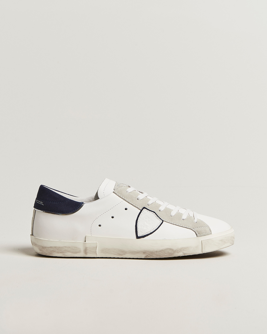 Homme | Baskets | Philippe Model | Prsx Low Top Mix Leather Sneakers White/Navy