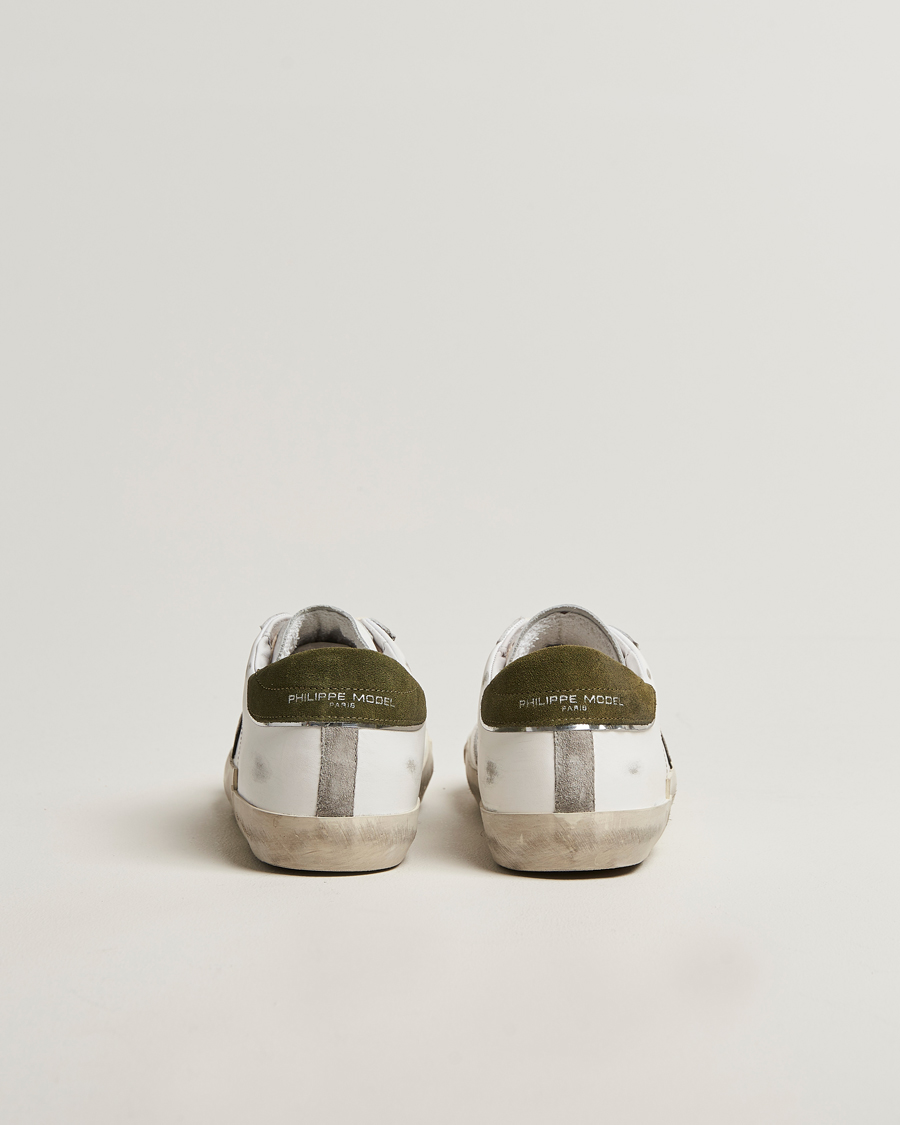 Homme | Baskets | Philippe Model | Prsx Low Top Mix Leather Sneakers White/Green