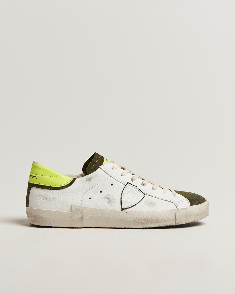Homme | Baskets | Philippe Model | Prsx Low Top Vintage Mix Leather Sneakers White/Military