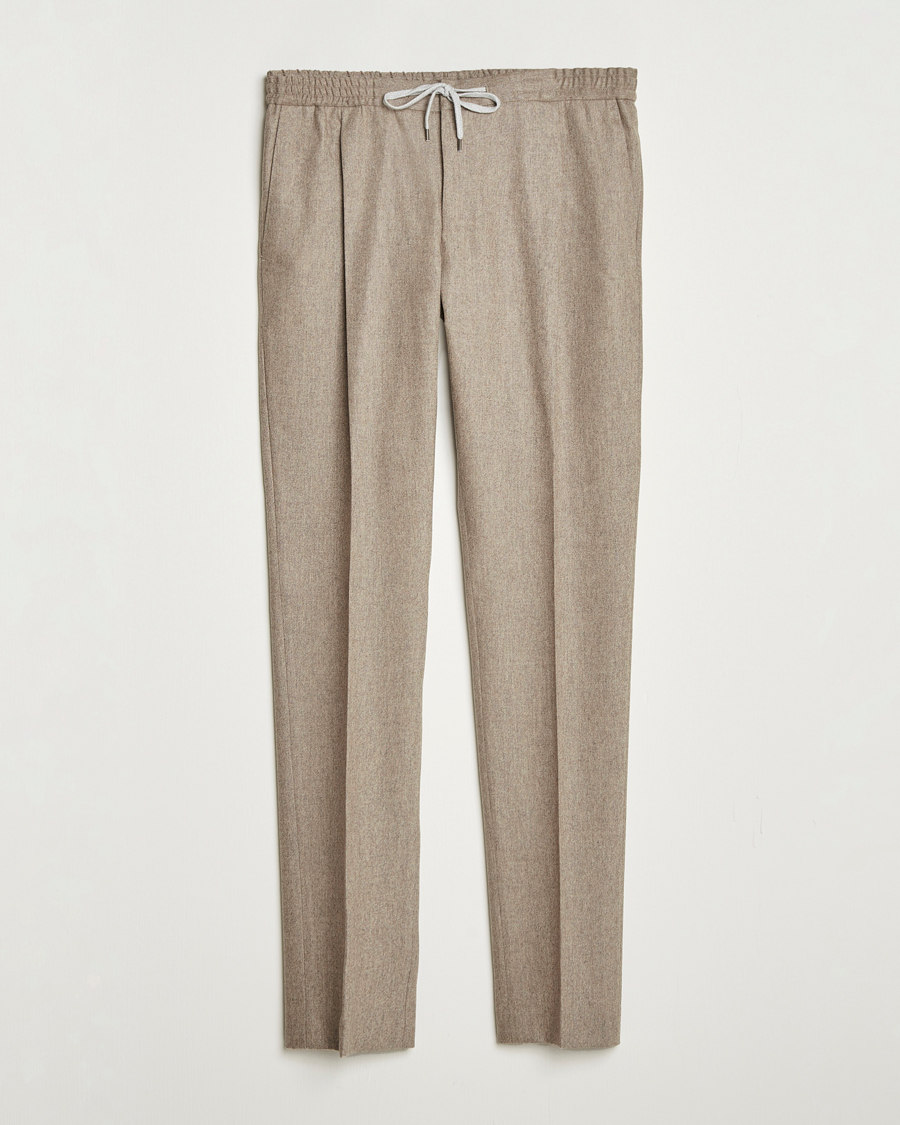 Homme | Pantalons | PT01 | Slim Fit Wool/Cashmere Drawstring Trousers Beige