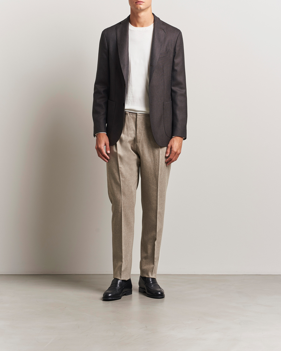 Homme | Pantalons | PT01 | Slim Fit Wool/Cashmere Drawstring Trousers Beige