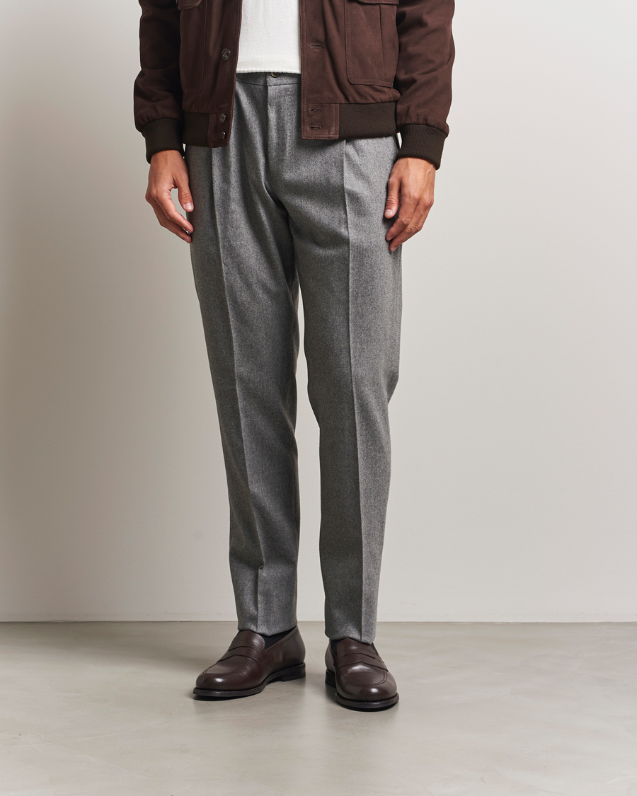 Homme | Pantalons | PT01 | Slim Fit Wool/Cashmere Drawstring Trousers Grey Melange