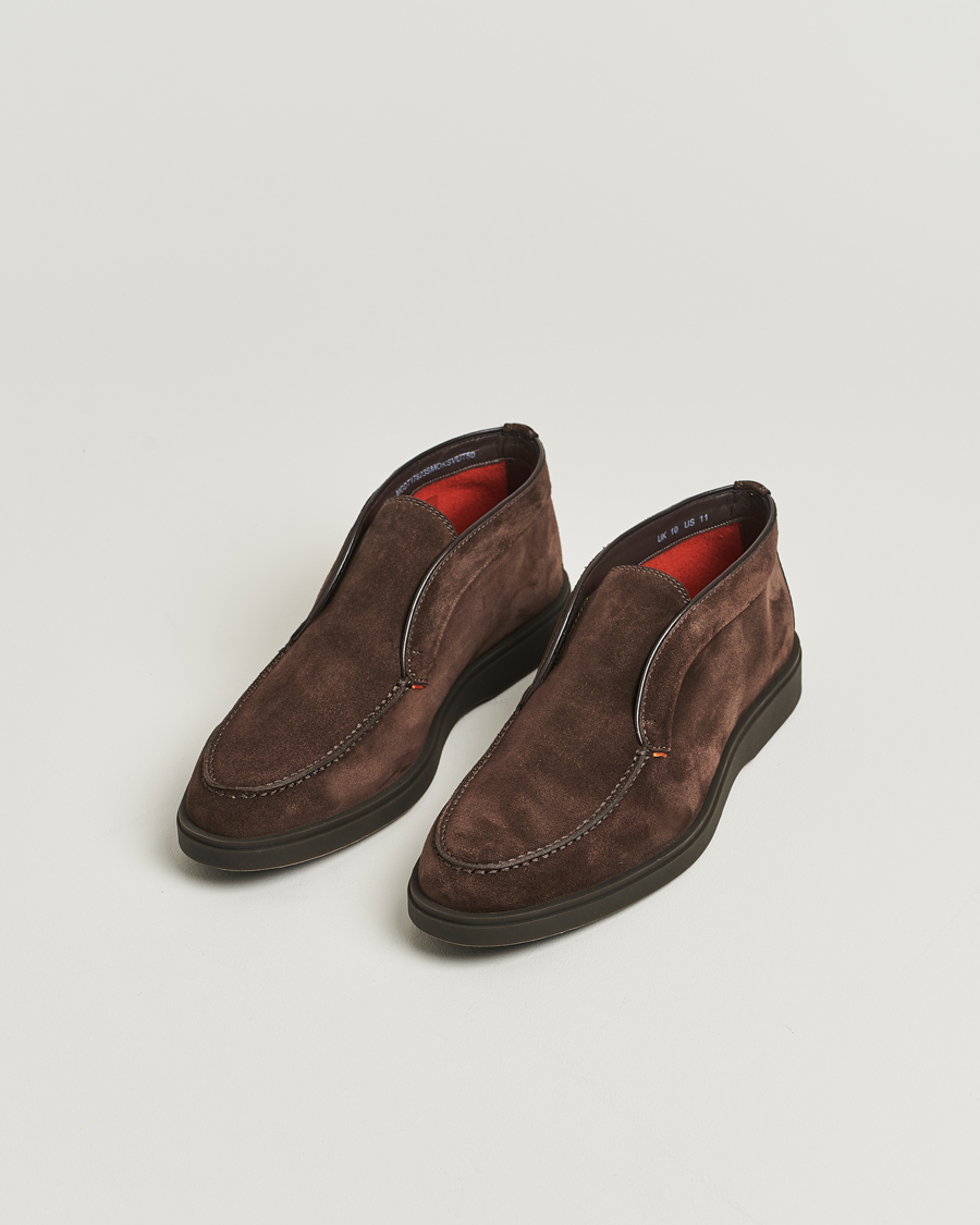 Homme | Bottes | Santoni | Detroit Chukka Boots Dark Brown Suede