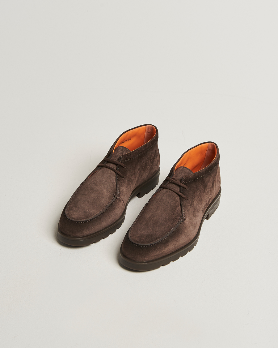 Homme | Bottes | Santoni | Winter Chukka Boots Dark Brown Suede