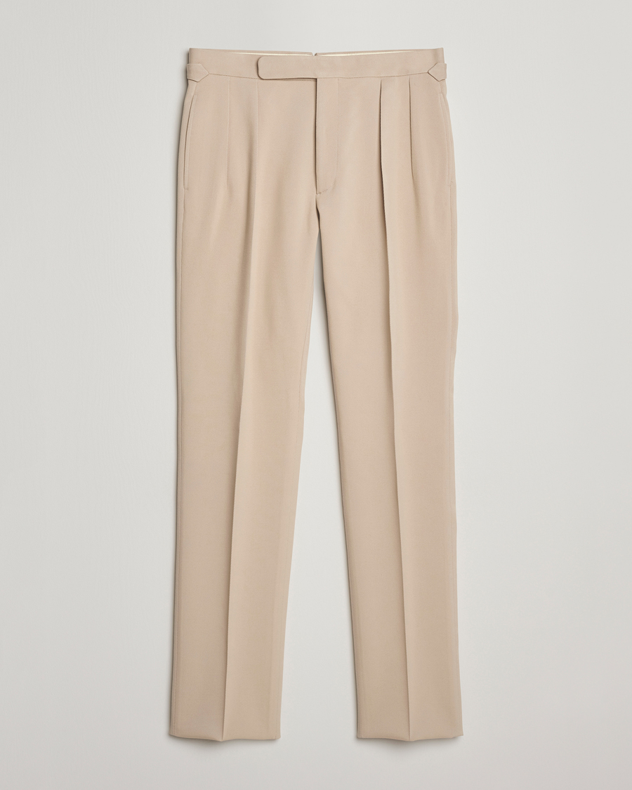 Homme | Pantalons | Ralph Lauren Purple Label | Pleated Twill Trousers Limestone