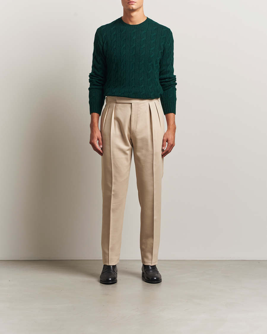 Homme | Pantalons | Ralph Lauren Purple Label | Pleated Twill Trousers Limestone
