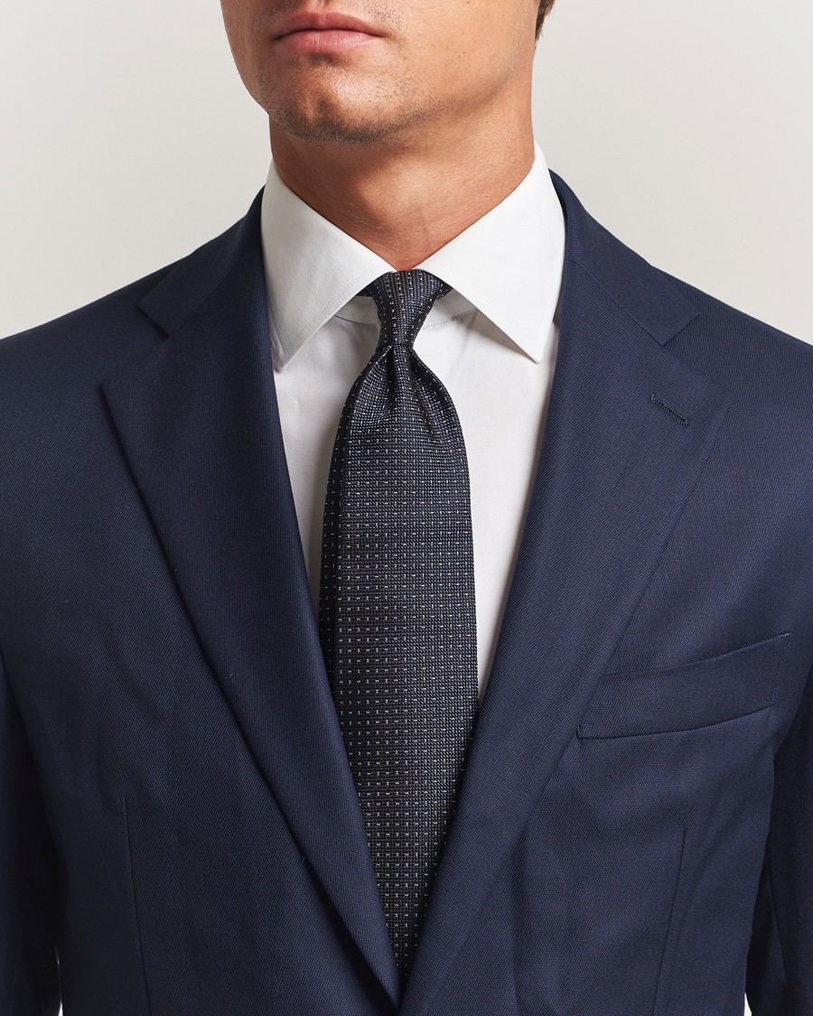 Homme | Cravates | Ralph Lauren Purple Label | Silk Jacquard Tie Navy/White