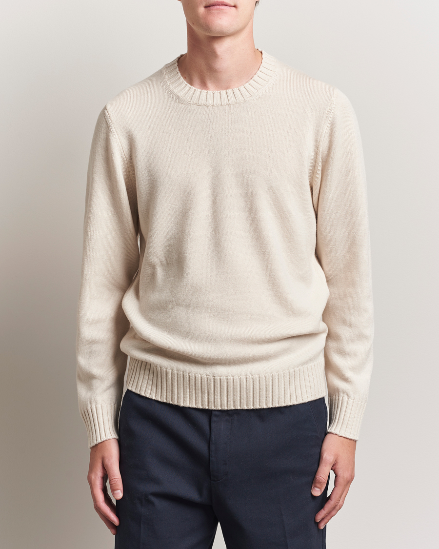 Heren | Truien | Piacenza Cashmere | Brushed Wool Crew Neck Latte