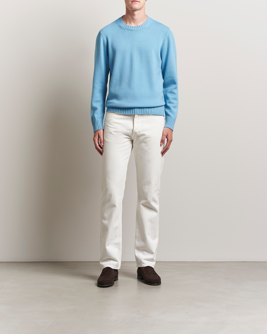Homme | Pulls Et Tricots | Piacenza Cashmere | Brushed Wool Crew Neck Sky Blue