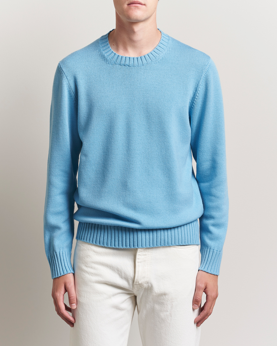 Homme | Pulls Et Tricots | Piacenza Cashmere | Brushed Wool Crew Neck Sky Blue