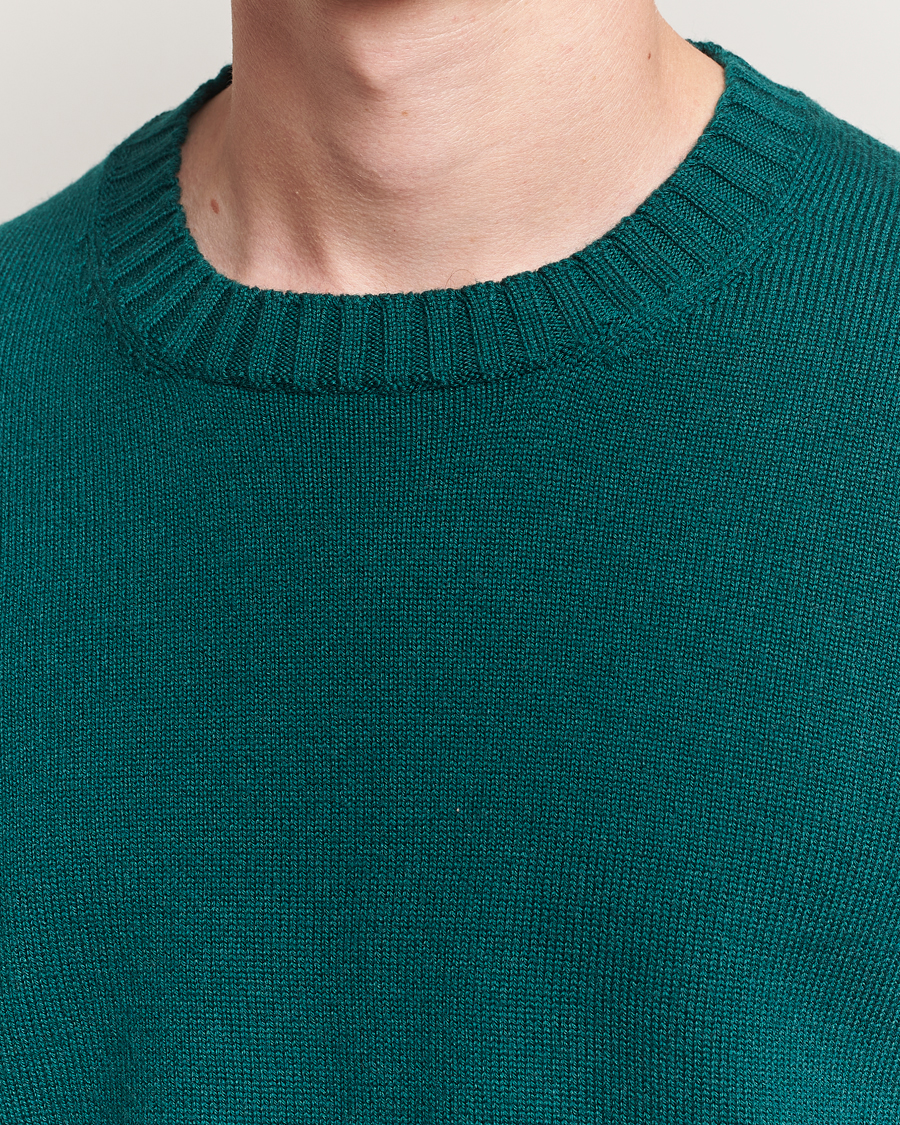 Heren | Truien | Piacenza Cashmere | Brushed Wool Crew Neck Dark Green