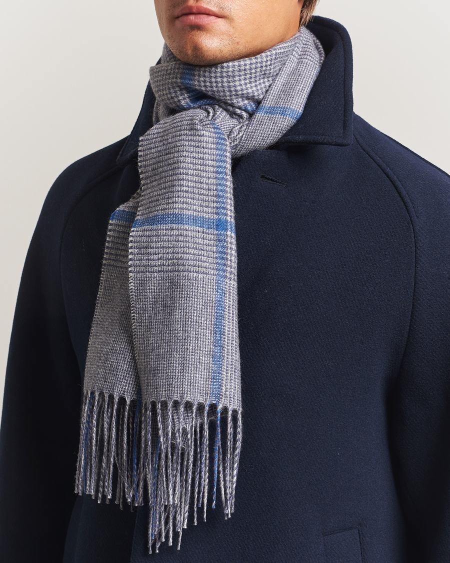 Homme | Écharpes | Piacenza Cashmere | Cashmere/Silk Overcheck Scarf Light Grey