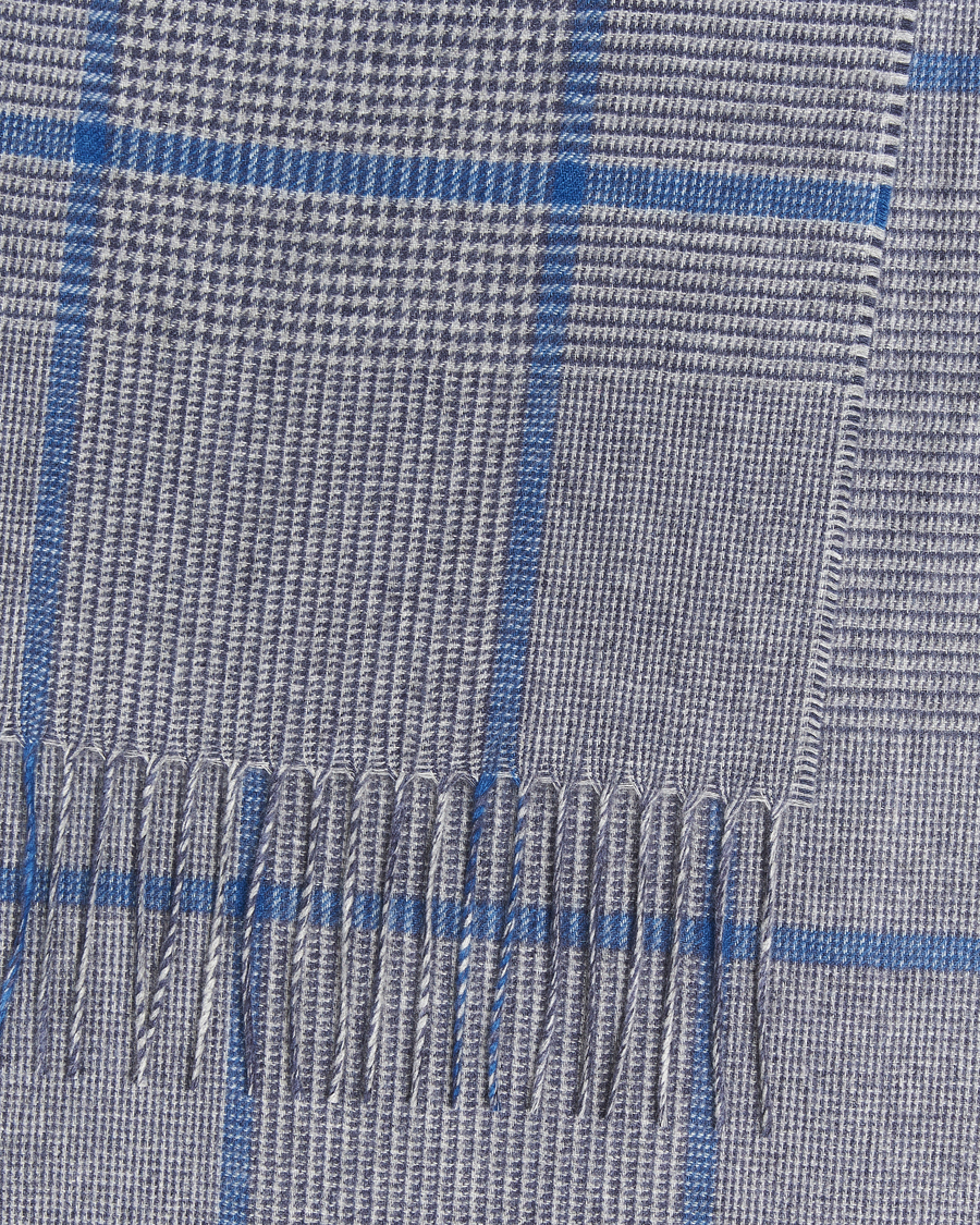 Homme | Écharpes | Piacenza Cashmere | Cashmere/Silk Overcheck Scarf Light Grey