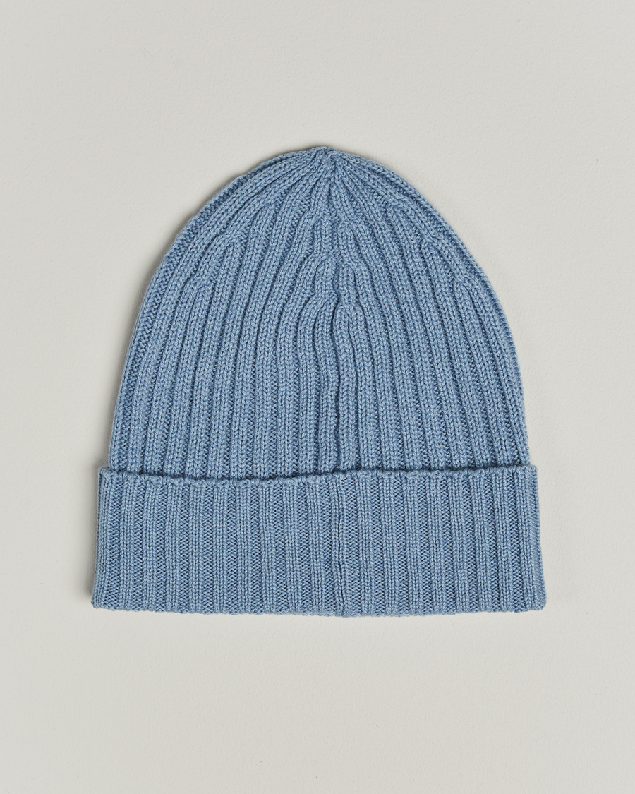 Homme | Bonnets | Piacenza Cashmere | Ribbed Cashmere Beanie Sky Blue