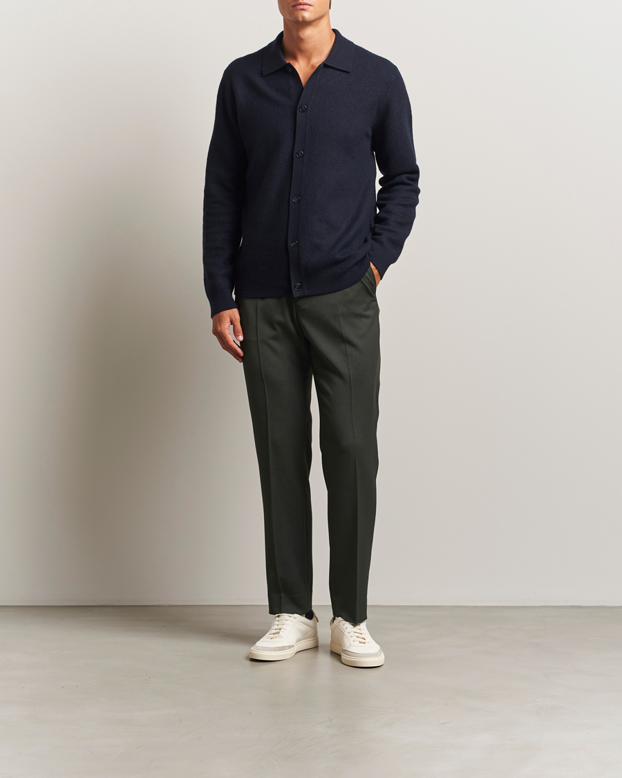Homme | Pantalons | Filippa K | Theo Relaxed Wool Trousers Green Melange