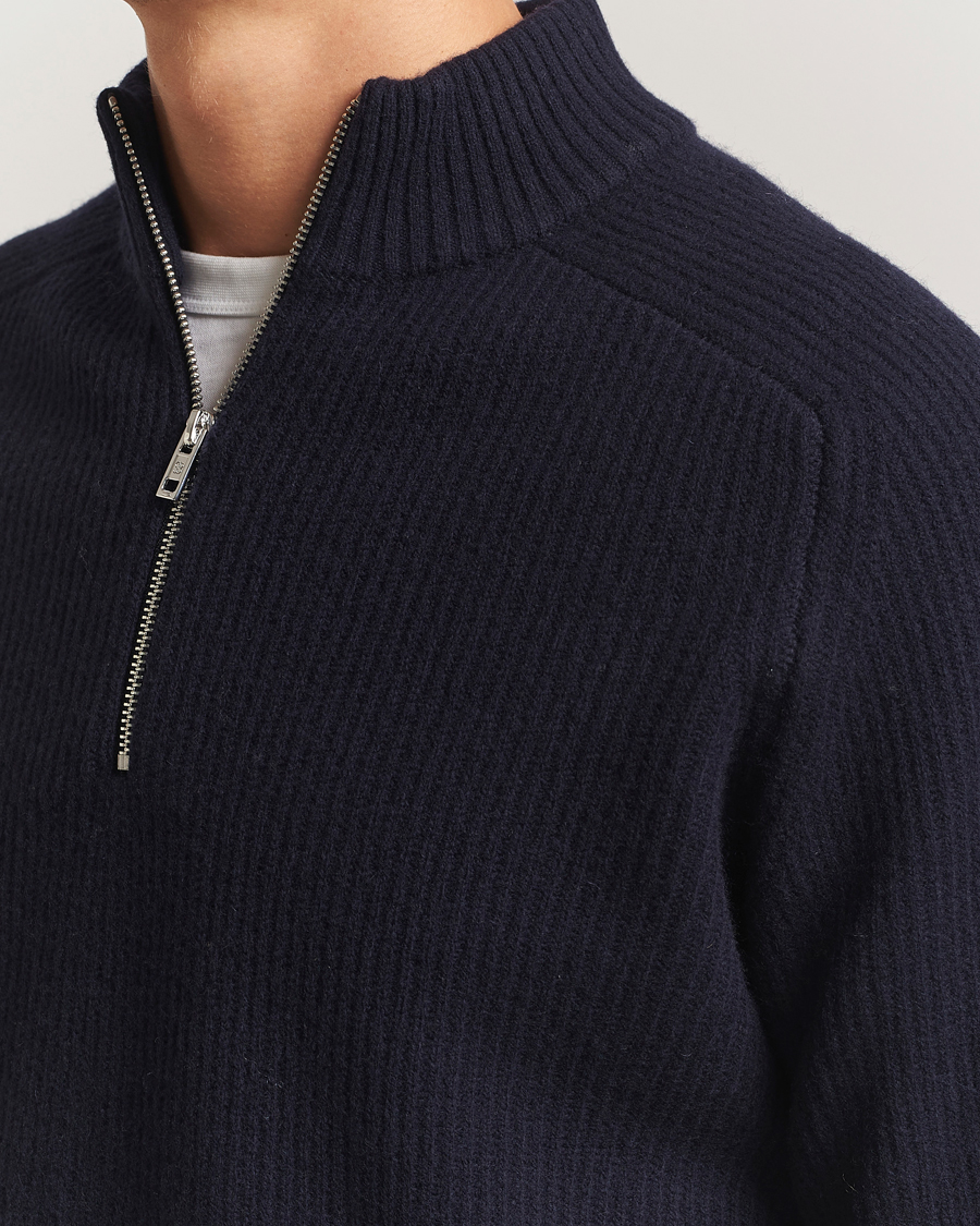 Homme | Pulls Et Tricots | Filippa K | Ribbed Wool Half Zip Navy
