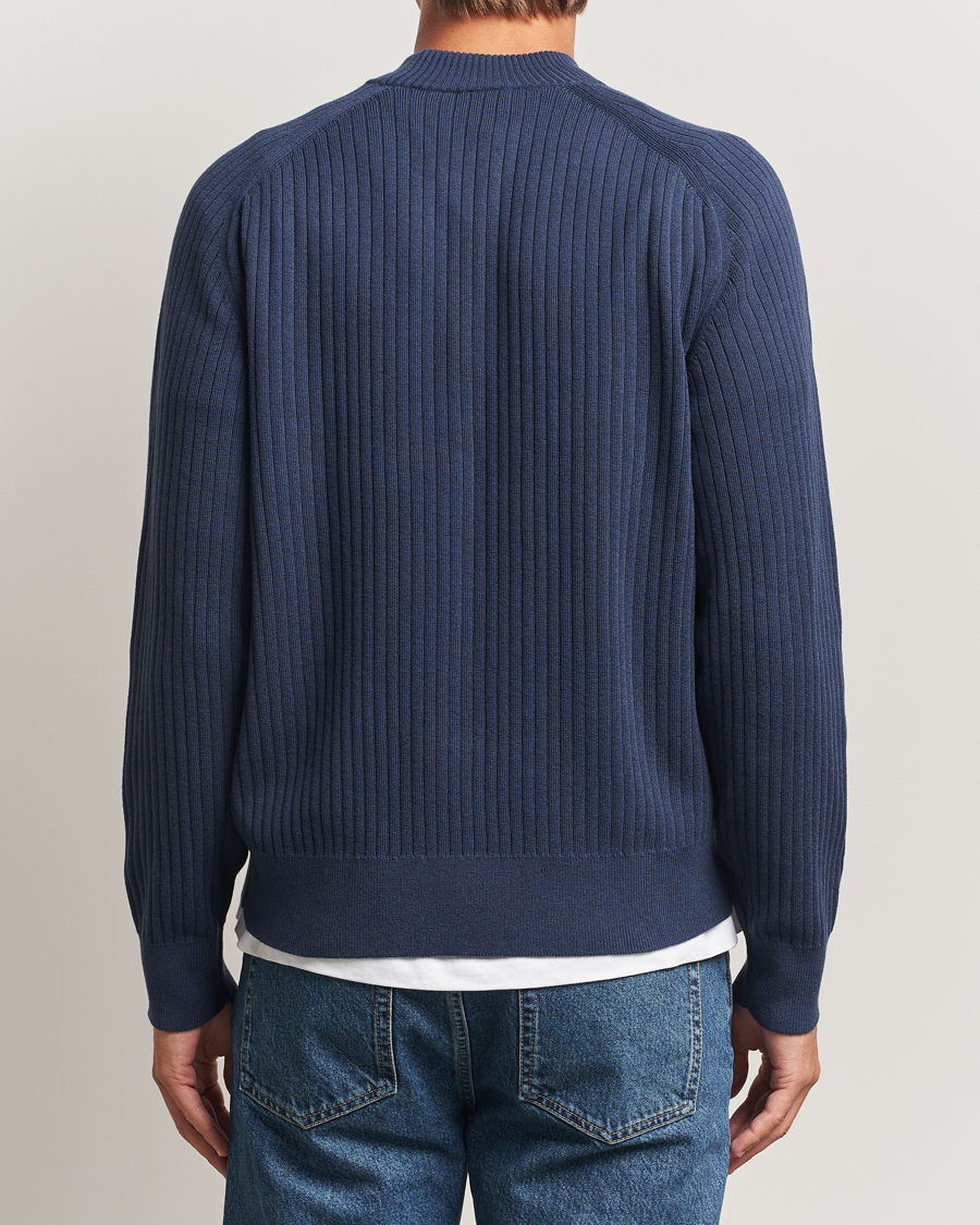 Homme | Pulls Et Tricots | Filippa K | Cotton Merino Knitted Mock Neck Sweater Dusk Blue