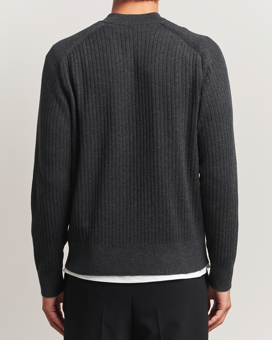 Homme | Pulls Et Tricots | Filippa K | Cotton Merino Knitted Mock Neck Sweater Anthracite Melange