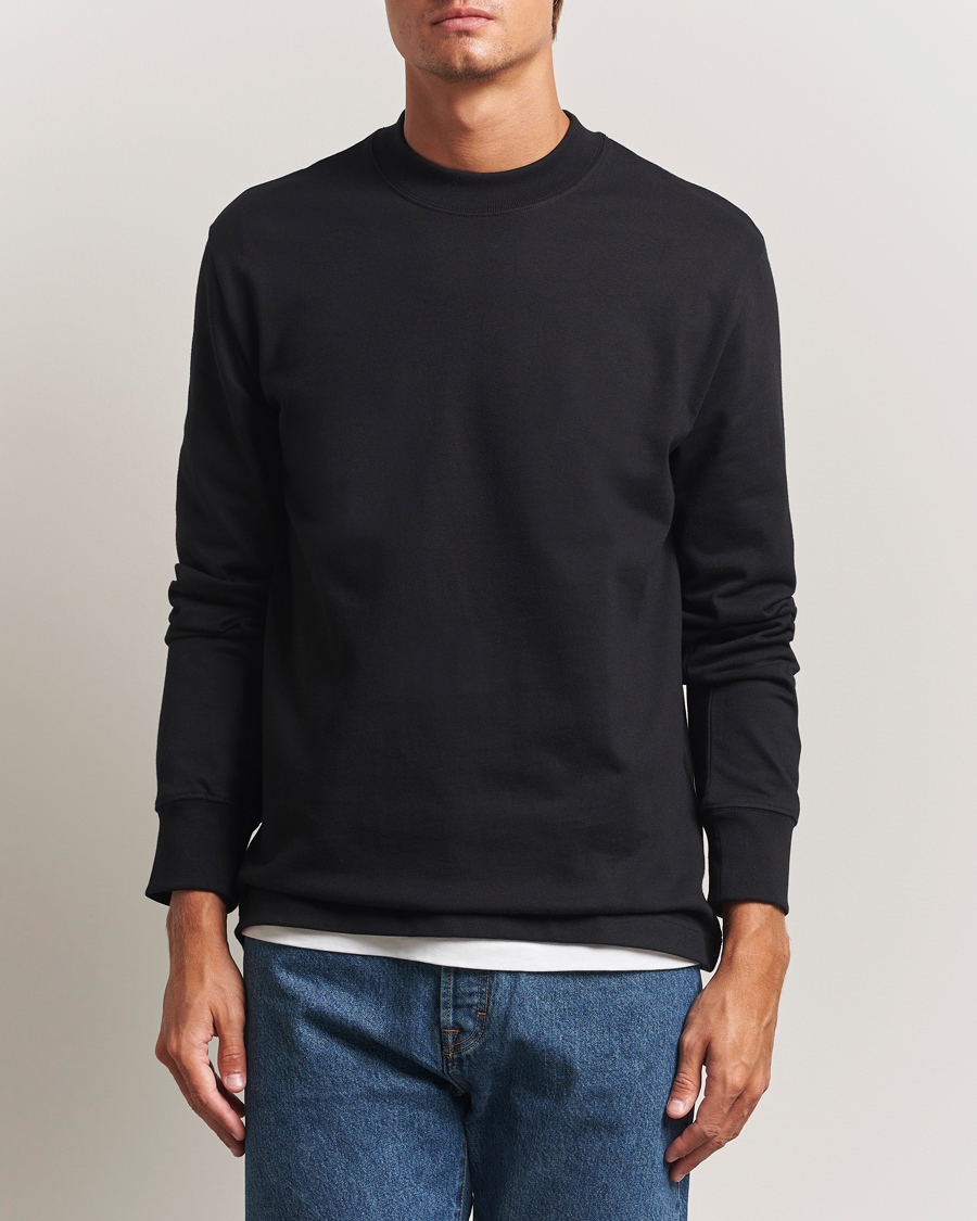 Homme | T-shirts | Filippa K | Heavy Cotton Mock Neck Long Sleeve T-Shirt Black