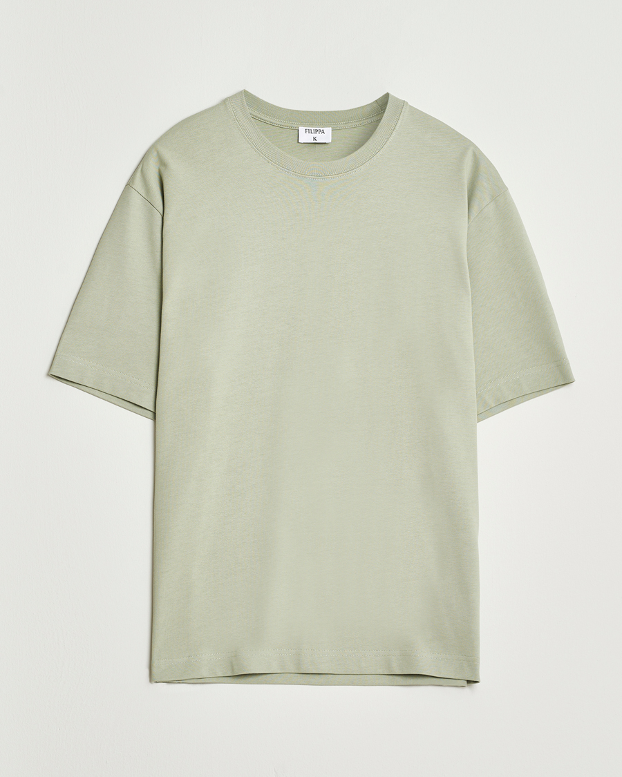 Heren | T-shirts | Filippa K | Heavy Cotton Crew Neck T-Shirt Faded Green Grey