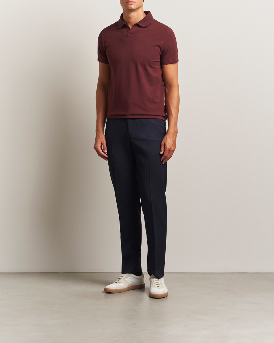 Homme | Polos | Filippa K | Soft Lycra Polo T-Shirt Burgundy