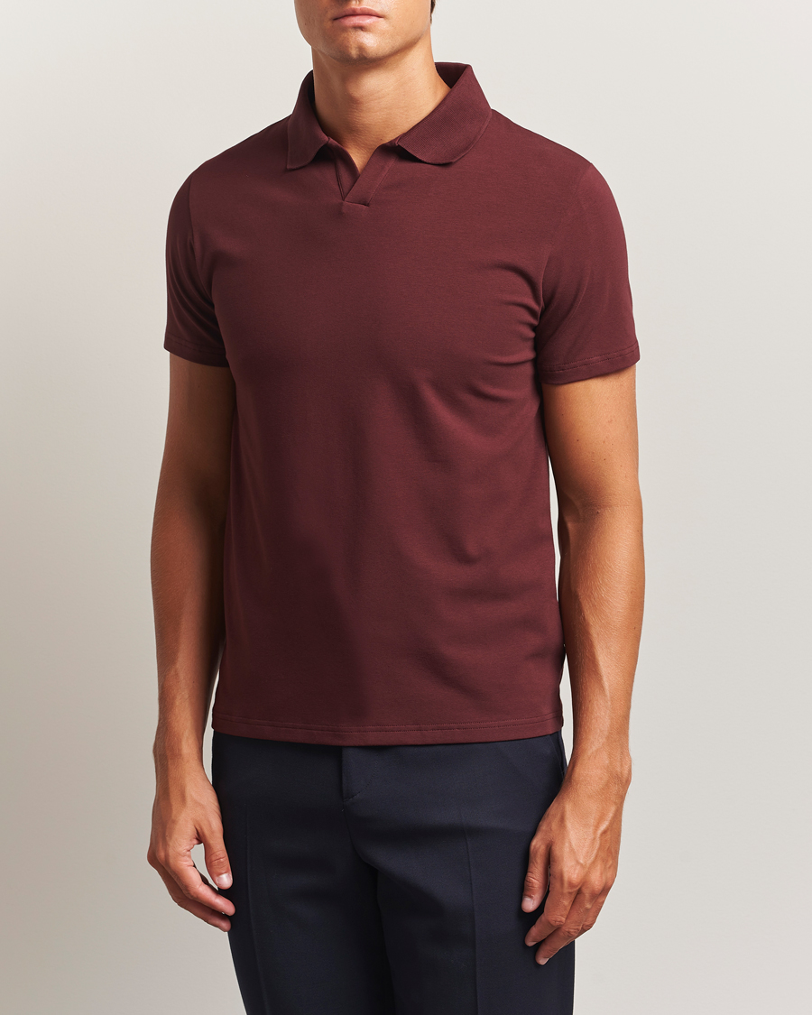 Homme | Polos | Filippa K | Soft Lycra Polo T-Shirt Burgundy