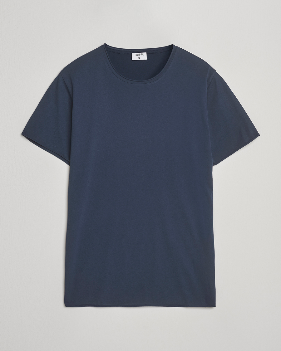 Heren | T-shirts | Filippa K | Roll Neck Crew Neck T-Shirt Dusk Blue