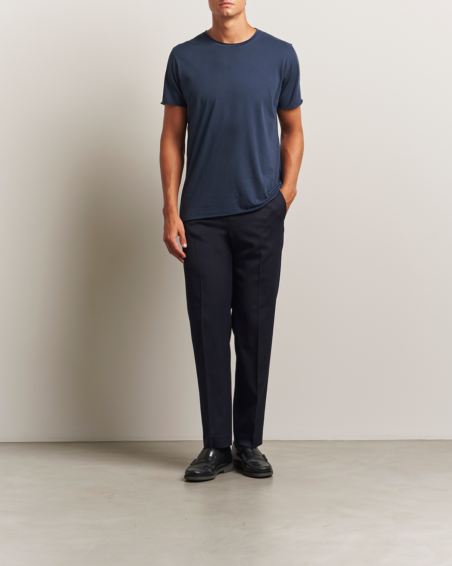 Heren | T-shirts | Filippa K | Roll Neck Crew Neck T-Shirt Dusk Blue