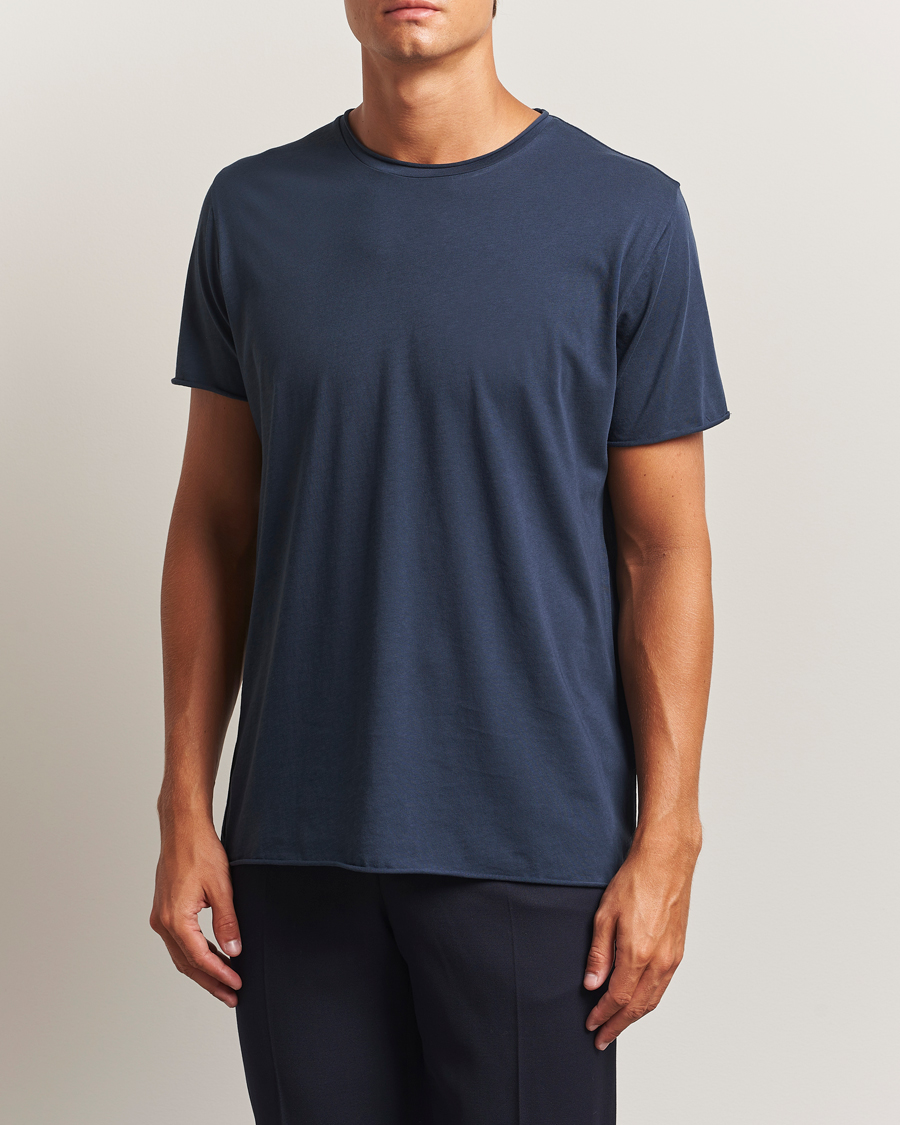 Heren | T-shirts | Filippa K | Roll Neck Crew Neck T-Shirt Dusk Blue