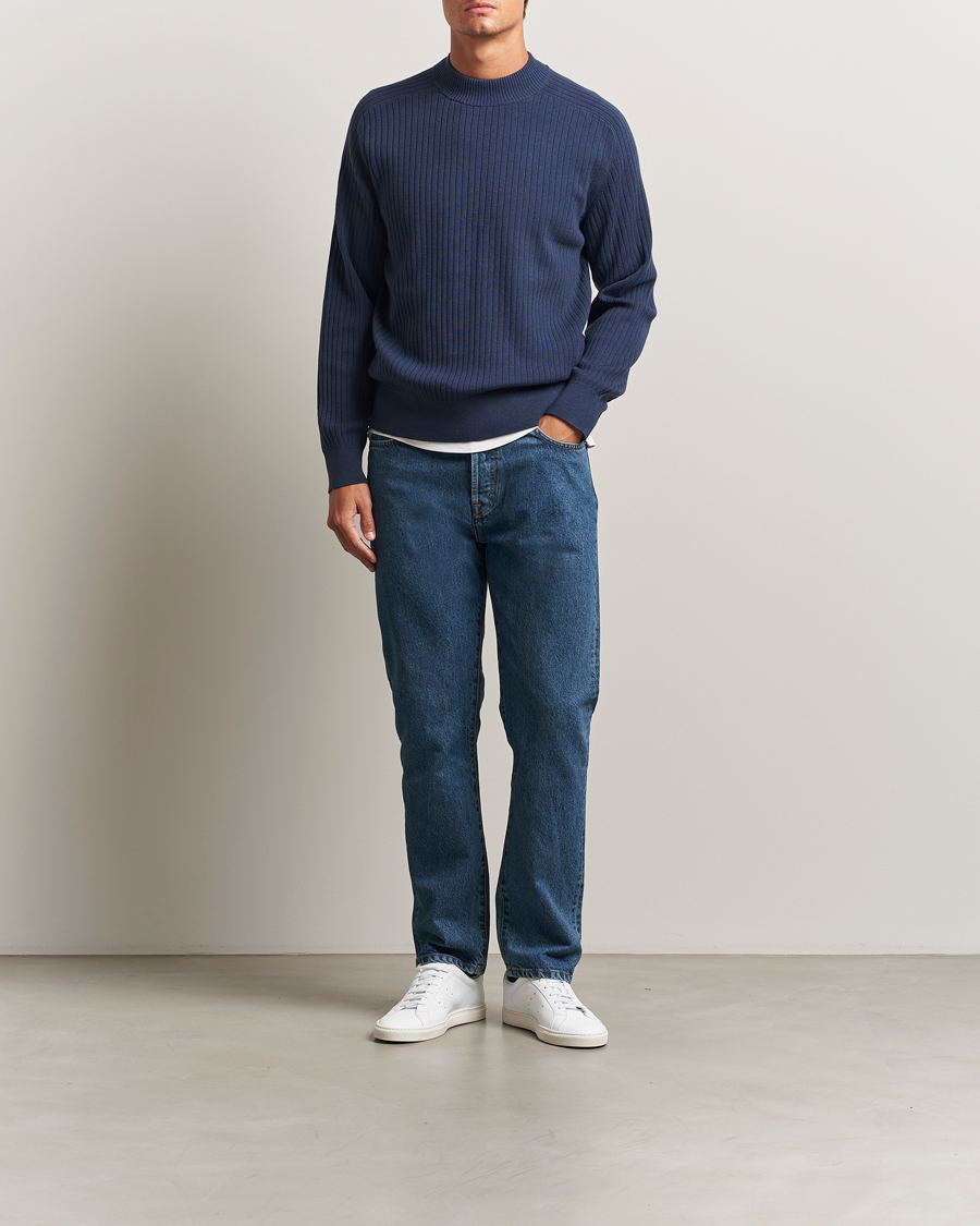 Heren | Broeken | Filippa K | Tapered Cropped Jeans Washed Mid Blue
